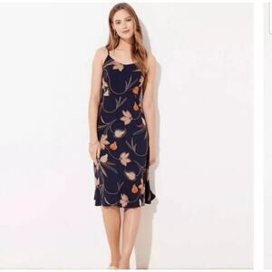 Loft Women's Dress Size 2P Navy Blue Floral Strappy Summer
